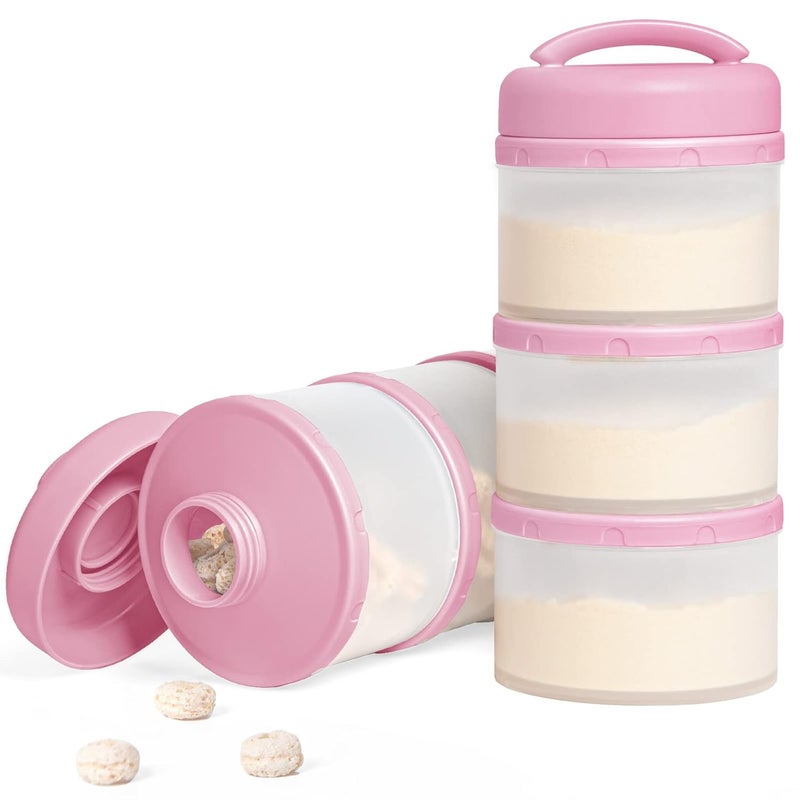 Termichy Stackable Formula Dispenser Portable Milk Powder Container, 2 Pack, Baby Pink - Image 1